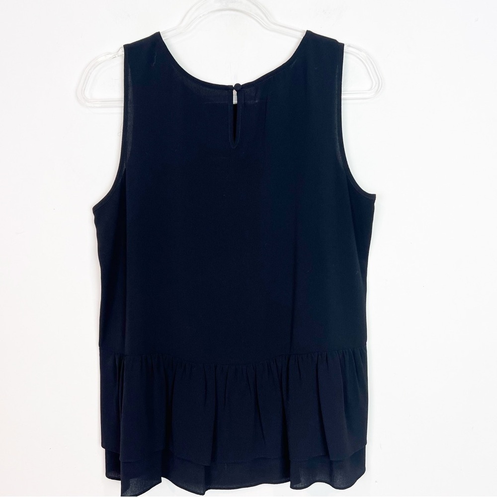 INC BLACK SLEEVELESS RUFFLE HEM BLOUSE WOMENS SZ 10 - Picture 5 of 5
